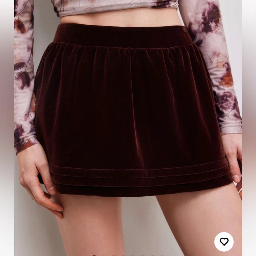 Cider Low‎ Rise Layered Skort Women’s Large Skater Shirt Velvet Dark Burgundy